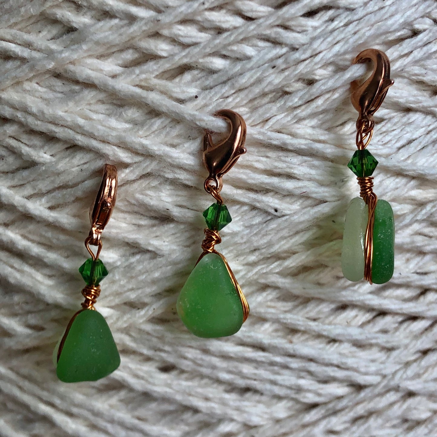 Sea Glass Stitch Markers/Progress Keepers (Set of 3) *Various Colour Options*